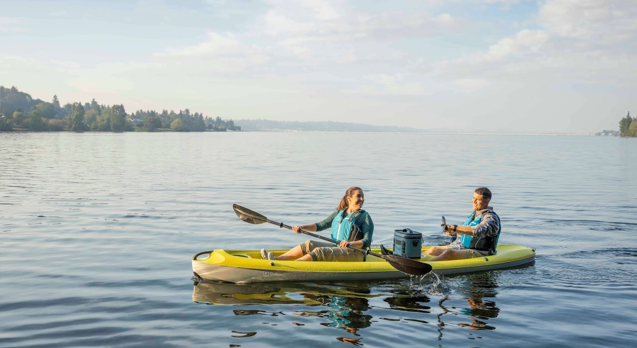 Two people kayaking